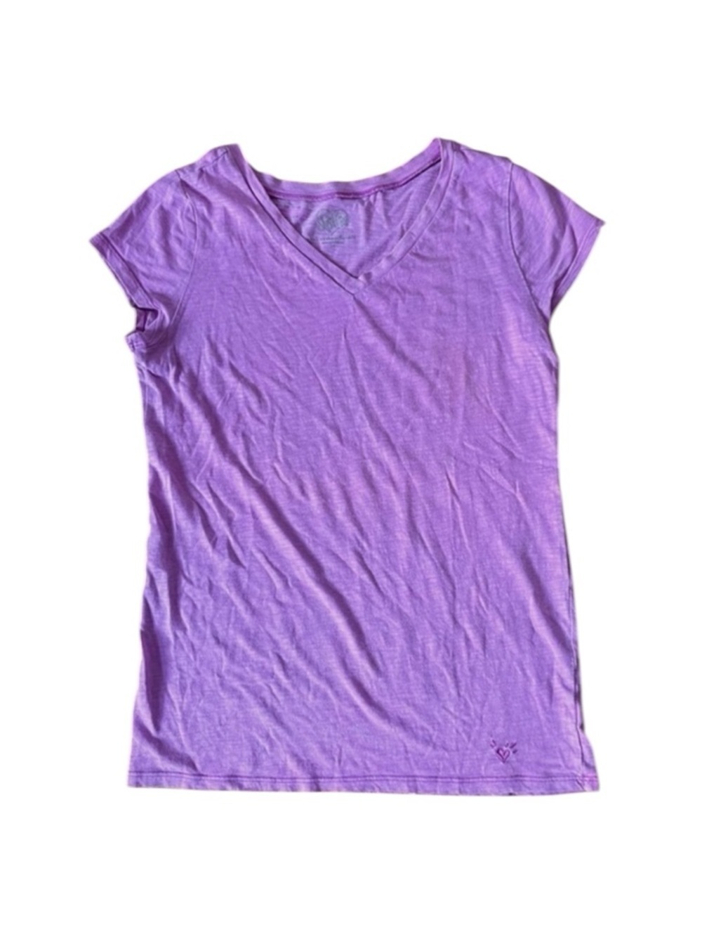 4/$25 Justice purple v neck t-shirt short sleeve girls size 16 - Picture 1 of 10